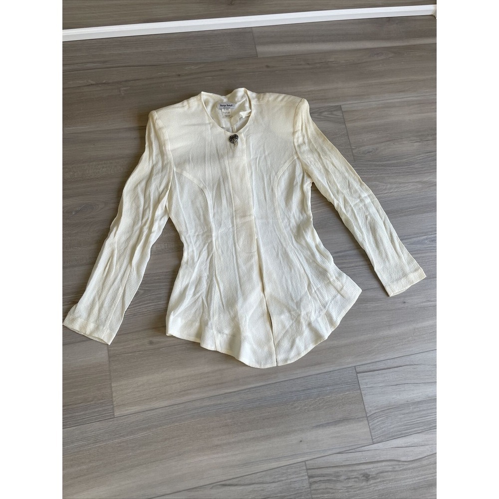 Design Today's Vintage Small Cream Jacket With Shoulder Pads Made In USA